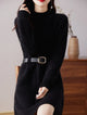 Edith | Women's Wool Cashmere Knit Dress with Half-Turtleneck and Pockets