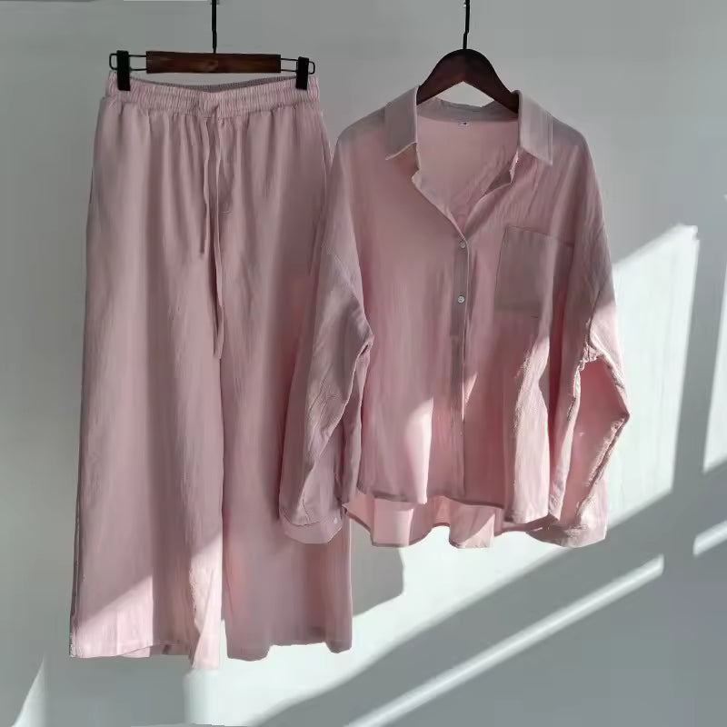 Amelia | Women's Cotton Linen Two Piece Set with Cropped Pants