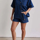 Rowan | Women's Denim Two Piece Set Cargo Shorts