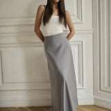 Seraphine | Women's Satin Maxi Skirt with Fishtail Hem