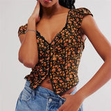 Elowen | Women Top With Lace Trim V Neck