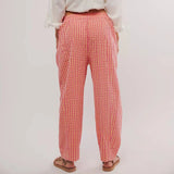 Evangeline | Women's Relaxed Check Pants with Elastic Waist