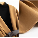 Holly | Women's Wool-Cotton Blend Winter Coat with Leather Waist Belt