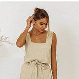 Calla | Women's Pants with Ruffled Waistband and Tie Belt
