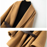 Holly | Women's Wool-Cotton Blend Winter Coat with Leather Waist Belt