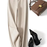 Annabelle | Women's High Waist Wide Leg Wool Blend Trousers