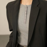 Francesca | Women Top With Ribbed Henley Design