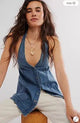 Alenza | Women's Denim Halter Vest with Snap Front Closure