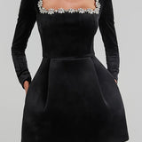 Madeleine | Women's Square Neck Mini Dress with Empire Waist and Slim Fit