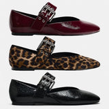 Liora | Women Flats with Buckle and Leopard Print