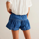 Francesca | Women's Shorts with Button Waist and Ruched Panels