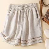 Lenora | Women's Shorts with Drawstring Waist and Lace Trim