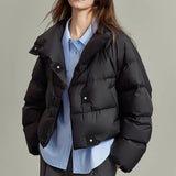 Veyra | Women's Quilted Cropped Jacket with High Neck and Bold Front Clasps