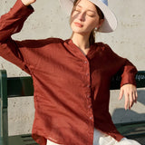Nova | Women Shirt With Ramie Blend V Neck