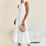 Mireya | Women's Ribbed Knit Maxi Dress with Contrast Seam Detail