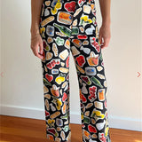 Elsie | Women's Printed Denim Pants with Straight Leg