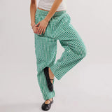 Evangeline | Women's Relaxed Check Pants with Elastic Waist