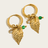 Celeste | Women's Hoop Earrings with Stone Charm and Hinged Closure