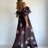 Helena | Women's Two Piece Set with Ruffle Top and Polka Dot Skirt