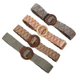 Calla | Women Belt with Woven Straw and Wood Buckle