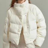Veyra | Women's Quilted Cropped Jacket with High Neck and Bold Front Clasps