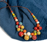 Mira | Women Necklace with Ceramic Beads and Adjustable Cord