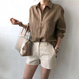 Noelle | Women Shirt With Linen Open Collar