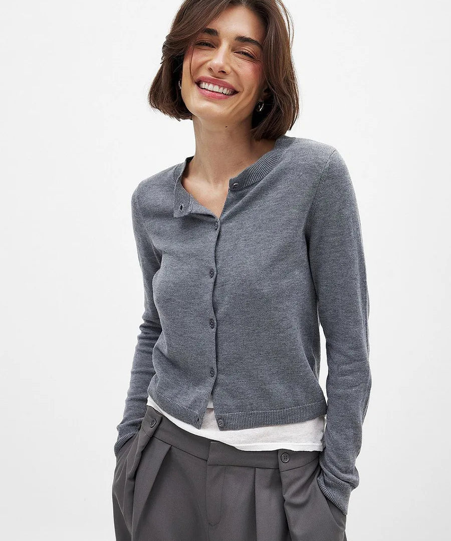 Camille | Women Cardigan With Knit Round Neck