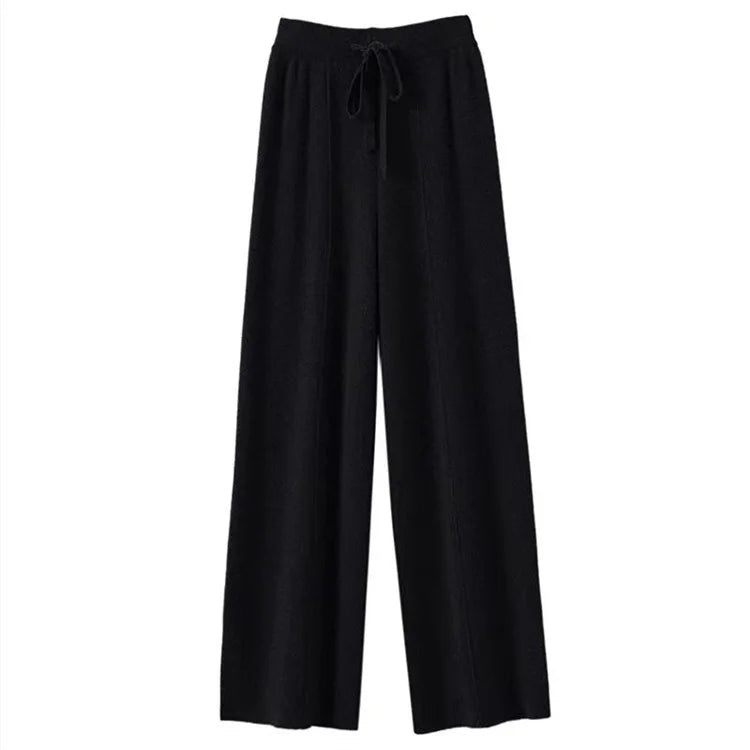Sandrine | Women's Merino Wool Wide Leg Trousers with High Waist