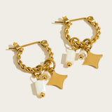 Celeste | Women's Hoop Earrings with Stone Charm and Hinged Closure