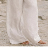 Calla | Women's Pants with Ruffled Waistband and Tie Belt