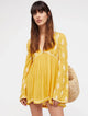Lydia | Women's Embroidered Crinkle Cotton Mini Dress with V-Neck