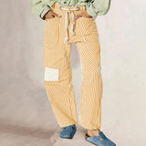 Vera | Women's Striped Patchwork Pants with Drawstring Waist