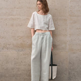 Evelyn | Women Top With Linen Boxy Cropped Fit