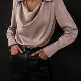 Avery | Women Top With DrapedCowl PolyesterSilk