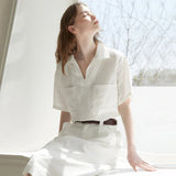 Eleanor | Women Top With Linen Open Collar