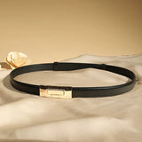 Camille | Women Leather Belt with Gold Buckle and Smooth Finish