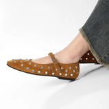 Evelyn | Women's Studded Mary Janes: Crystals &amp; Strap