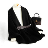 Holly | Women's Wool-Cotton Blend Winter Coat with Leather Waist Belt