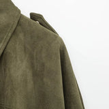 Wendy | Women's Suede Overshirt with Structured Lapel and Hidden Zip Closure