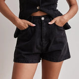 Reagan | Women's Denim Set with Vest and Wide Shorts