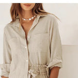 Calla | Women's Pants with Ruffled Waistband and Tie Belt