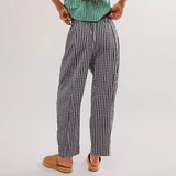 Evangeline | Women's Relaxed Check Pants with Elastic Waist