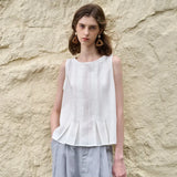 Victoria | Women Top With Linen Cotton Seam Detail