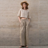 Evelyn | Women Top With Linen Boxy Cropped Fit