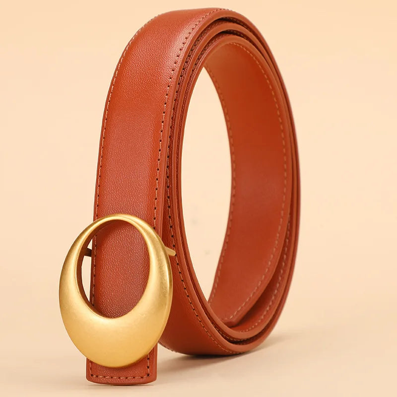 Rowan | Women Belt with Leather Strap and Crescent Buckle