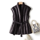 Jordan | Women's Quilted Duck Down Vest with Belted Waist