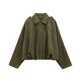 Wendy | Women's Suede Overshirt with Structured Lapel and Hidden Zip Closure
