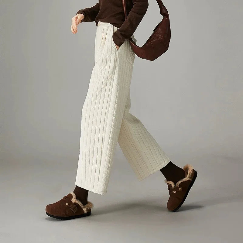 Daria | Women's Quilted Wide Leg Pants with High Waist