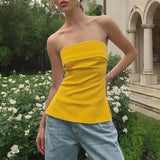 Amelia | Women’s Linen Strapless Tube Crop Top